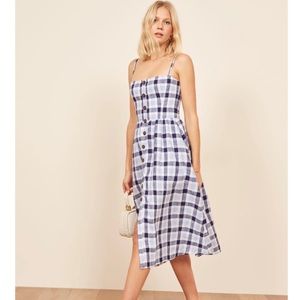 Reformation Tori Dress in Cubana, plaid sundress